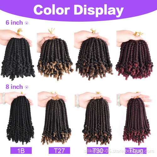 Silike Spring Twist Crochet Hair Braid For African Hair Extension 6-8inch Synthetic Short Passion Twist Braids Afro Kinky Bulk